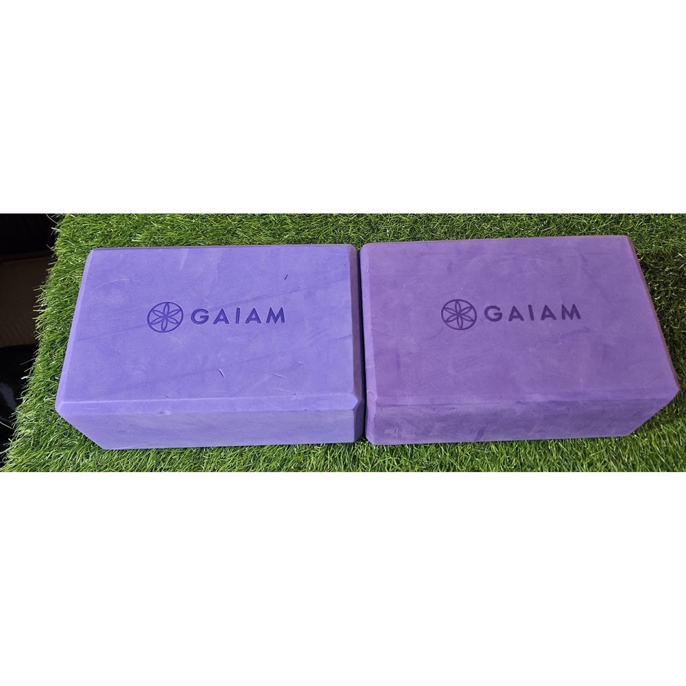 Gaiam Yoga Blocks Set of 2 Purple Foam Exercise Pilates Stretching Fitness Props